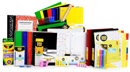 School Supply Boxes | Ultimate High School & College Bundle (1 Box) | Back to School Essentials Kit for Students & Teachers | Includes 1" Binders, College-Ruled Notebooks, Mechanical Pencils, & More