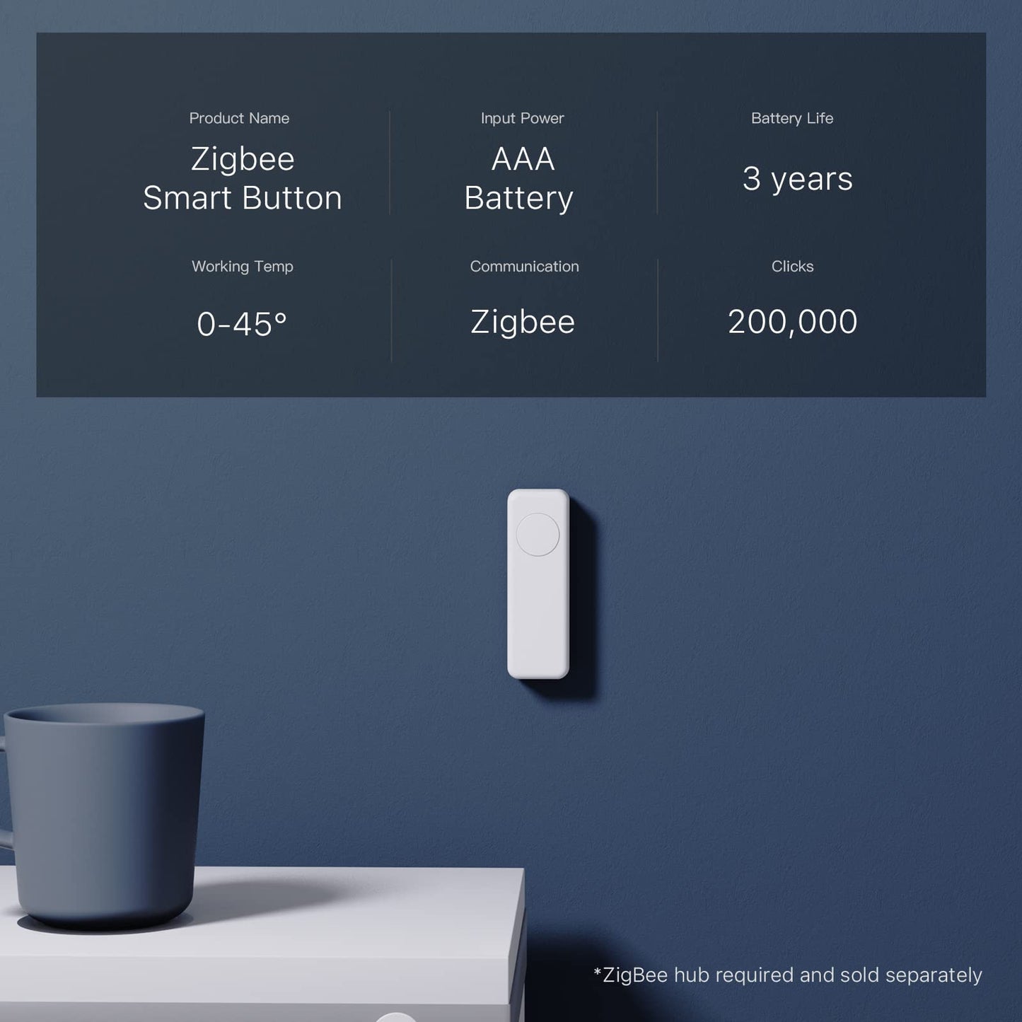 THIRDREALITY ZigBee Smart Button, 3-Way Remote Control, Require Zigbee hub, Work with SmartThings, Aeotec, Hubitat, Home Assistant, Third Reality Hub, Battery Included.