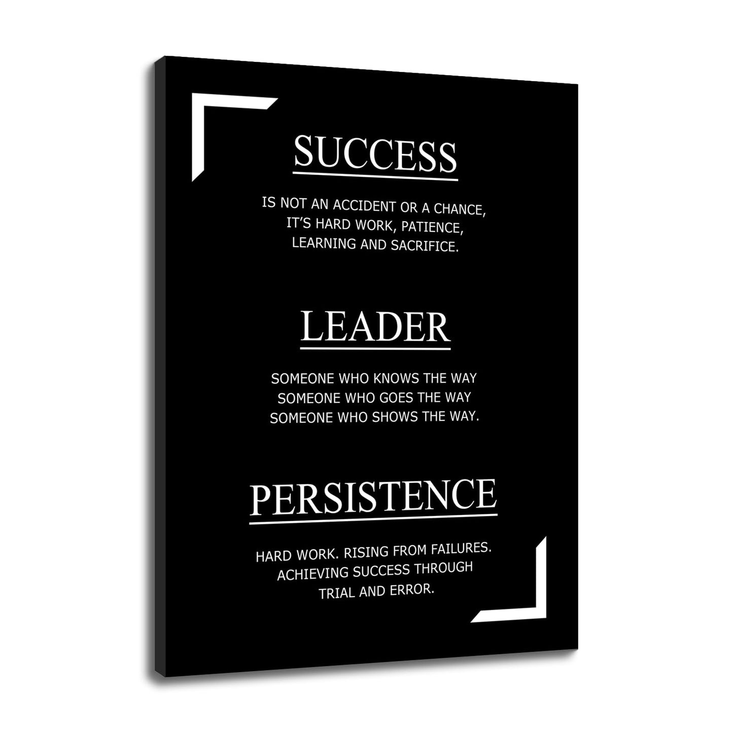 Inspirational Canvas Wall Art Success Leader Persistence Office Poster Print Motivational Picture Painting for Living Room Class Room School Wall Decoration Stretched and Framed [18''Wx24''H]