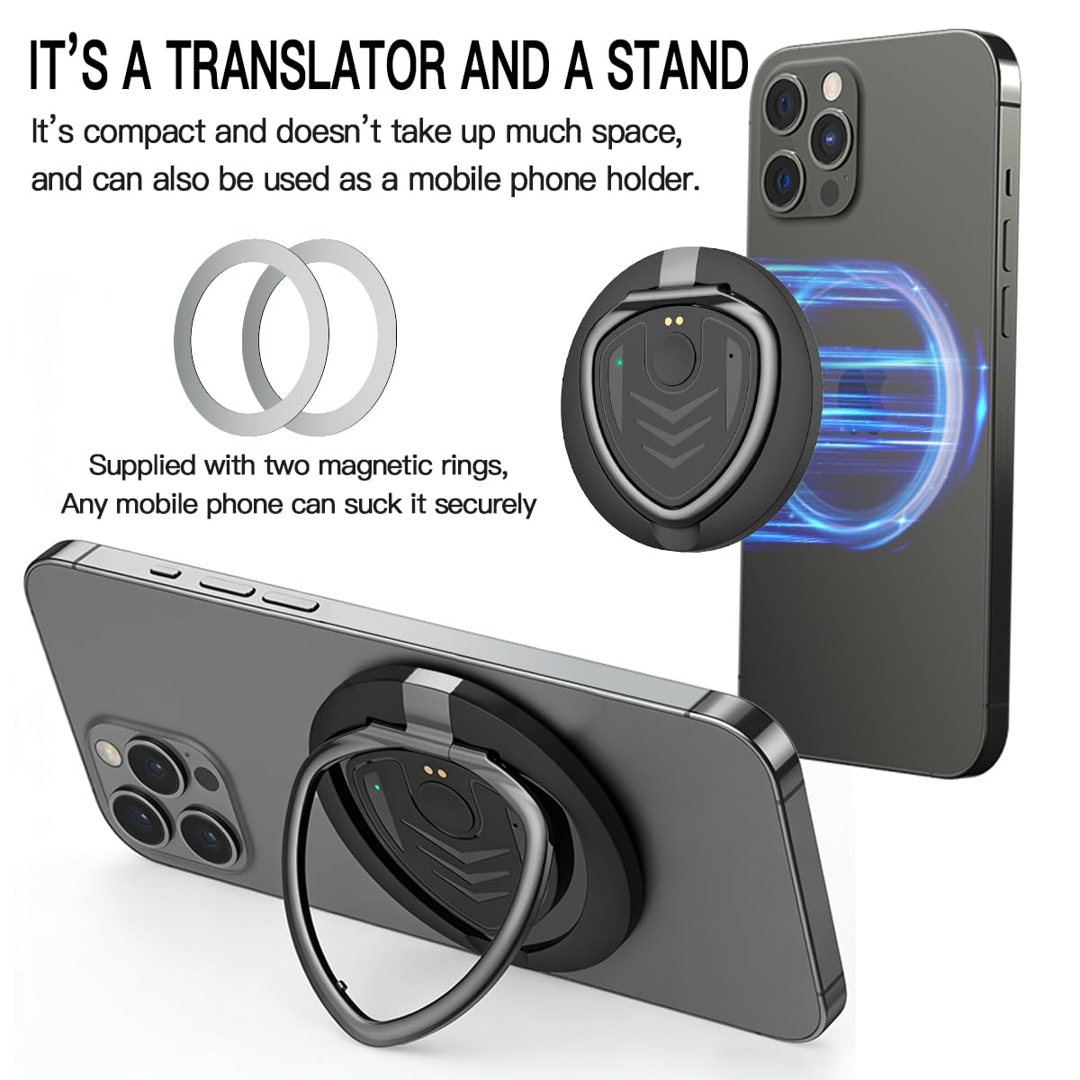 AICase 3-in-1 AI Smart Translator Recorder,Language Translator Device,Free AI Transcribe&Translate with App,146 Languages Translator,Online/Offline/Video/Photo Translation for Meeting Travel Lectures