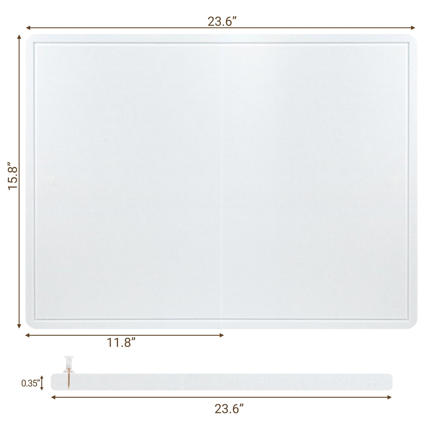 AKTOP Bulletin Board, 24" x 16" Foldable Felt Notice Pin Board for Wall, Decorative CorkBoard Photo Display Board with Self-Adhesive Tape, Vision Board Cork Board Alternative with 25 Pushpins - White
