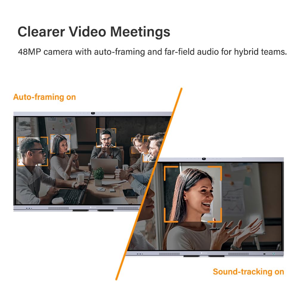 AG Neovo 65" Smart Board with Camera and Microphone, Google EDLA Certified Interactive Whiteboard for Business, Android 13, 4K Resolution, Wireless Screen Sharing, Digital Whiteboard (IFP6504P-AO)