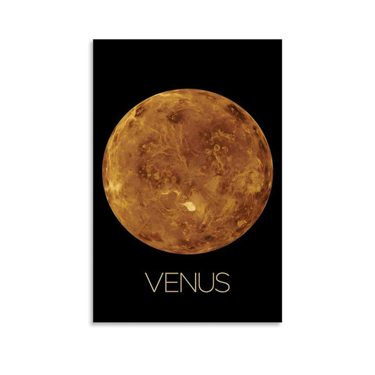 XIAOLOUTINYU Solar System Canvas Wall Art - Venus Planet Space Poster for Kids Room Bedroom Classroom, STEM Educational Astronomy Decor, Science Gift for Boys Girls Teens, 12x18 Inch Unframed