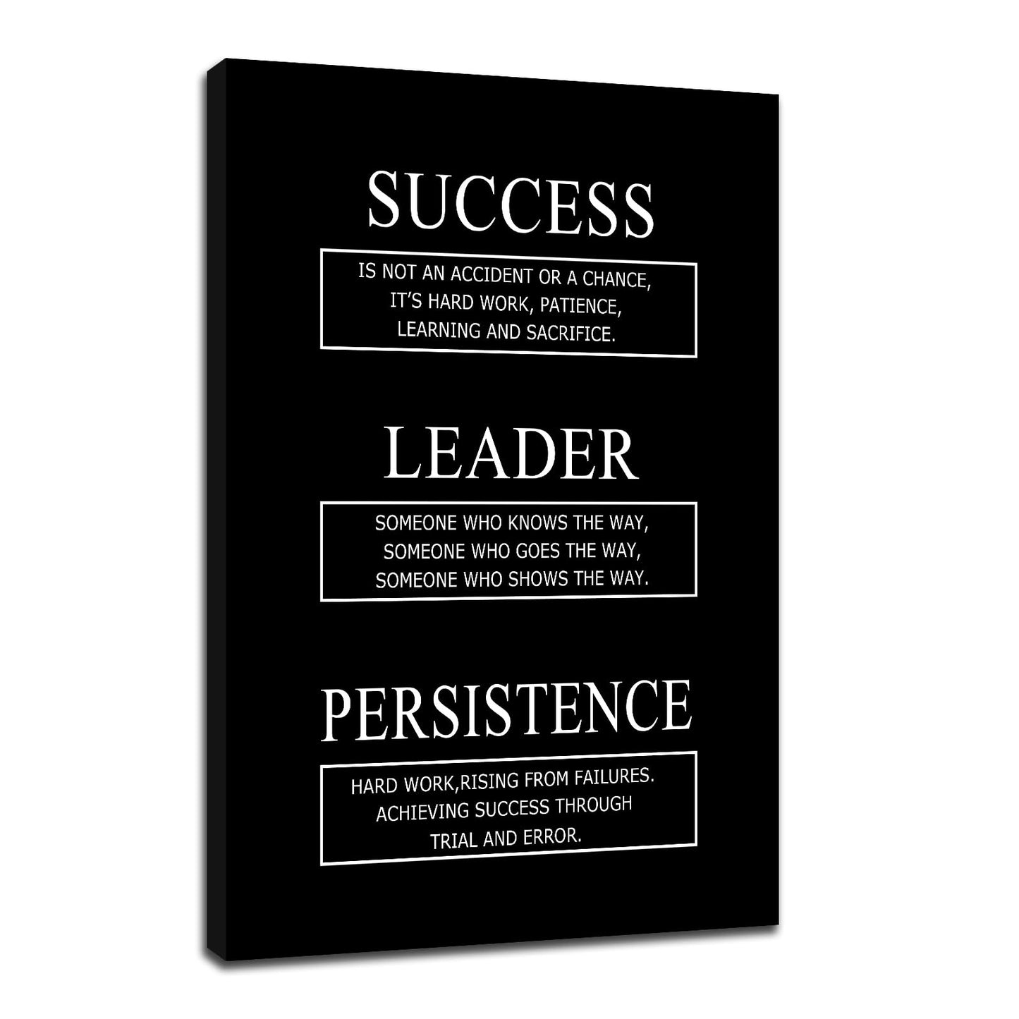 Success Leader Persistence Inspirational Canvas Wall Art for Office Motivational Quotes Poster Print Positive Picture Artwork for Home Bedroom Gym Wall Decoration Stretched and Framed [12''Wx18''H]