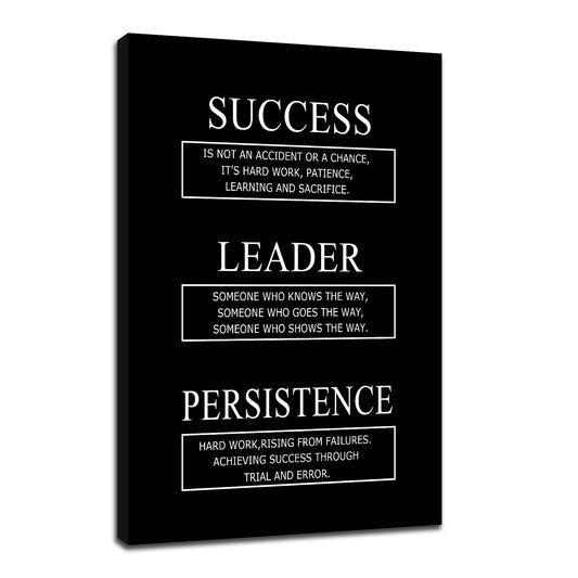 Success Leader Persistence Inspirational Canvas Wall Art for Office Motivational Quotes Poster Print Positive Picture Artwork for Home Bedroom Gym Wall Decoration Stretched and Framed [12''Wx18''H]