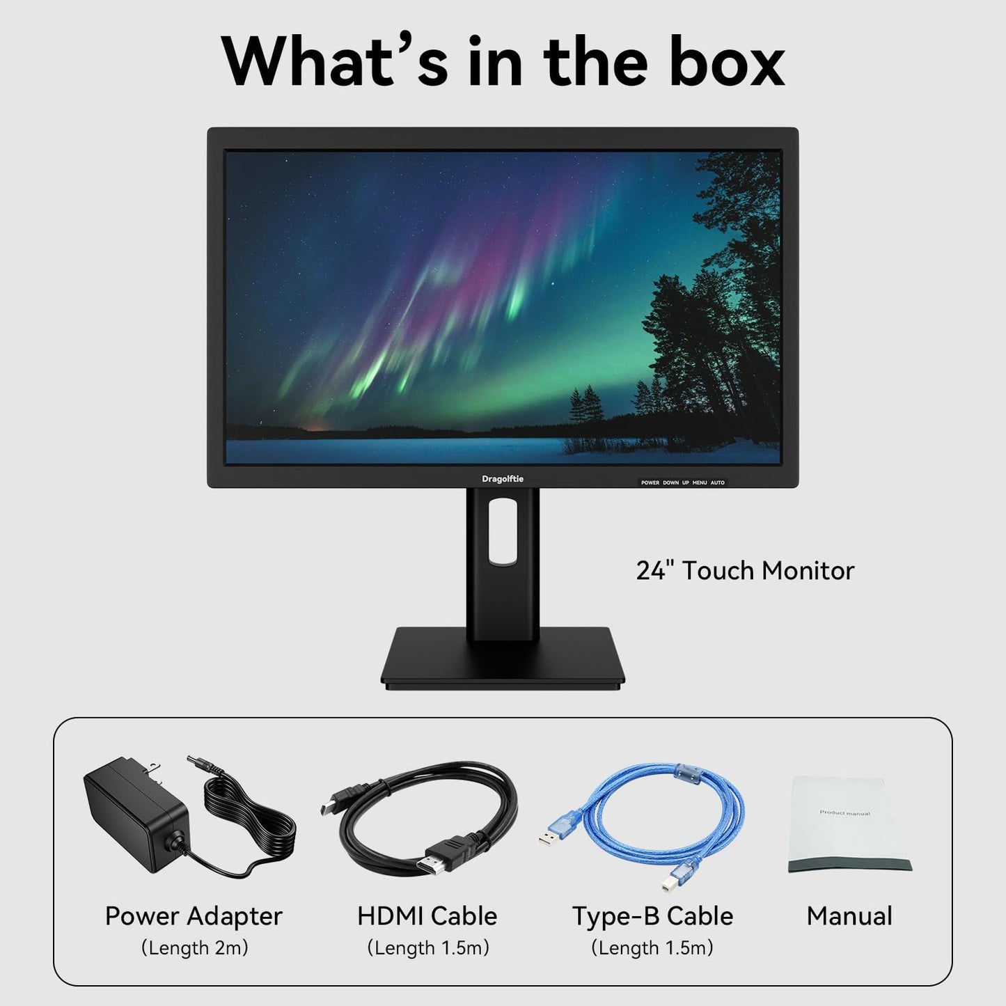 24 Inch Touchscreen Monitor VA Panel FHD 1920x1080P, 3000:1 Contrast, 99% sRGB, Height/Pivot/Swivel/Tilt Adjustable PC Touch Screen Computer Display 75Hz, HDMI, VGA, Type-B, Built-in Speakers, VESA