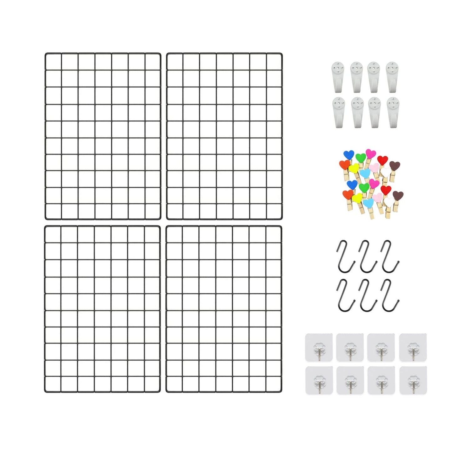 ZUOKEMY 4 Pieces Mounted Photo Grid Wall Grid Decorative Panels(black11.8 x15.7) for Living Room, Bedroom, Office, Study, Etc. Photo Memo Display Grid Panels