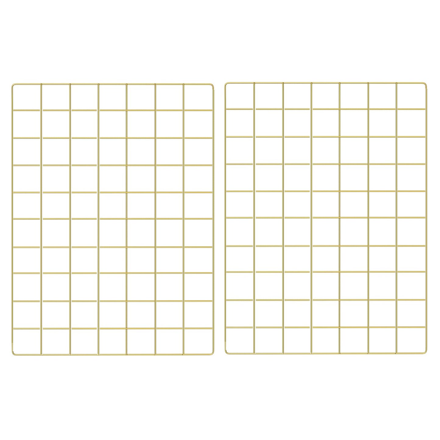 CIKLCIX Wire Grid Wall Panel for Photo Display, 2 Pack Metal Wire Memo Board, Decorative Grid Frame Wall for Hanging Pictures, Notes, Postcards, Small Ornaments (2, Gold)