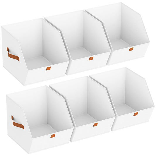 Homsorout Fabric Closet Storage Cubes - 6 Pack Square Storage Bins with Dual Handles for Clothes, Towels, Toys, Cube Storage Organizers for Bedroom, Nursery, Shelves, Closet, Small Spaces, White