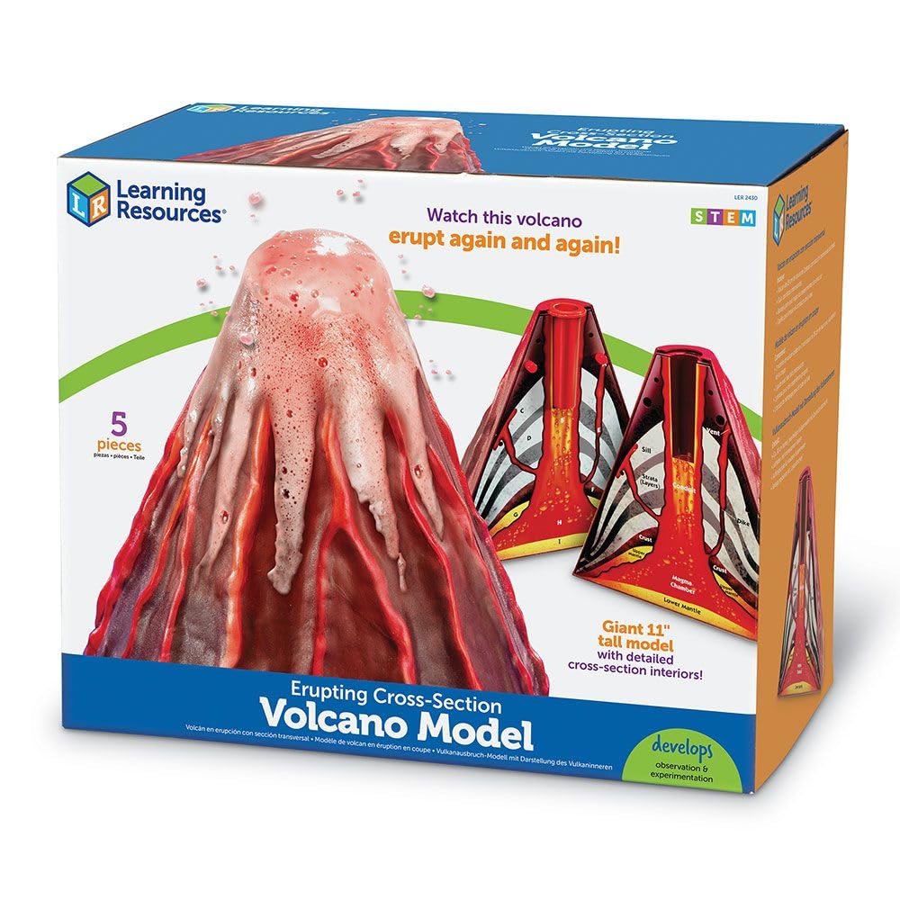 Learning Resources Erupting Cross-Section Volcano Model - Educational Science Projects Kits for Kids, STEM, Chemistry for Students, Classroom and Teacher Must Haves, Back to School Experiments
