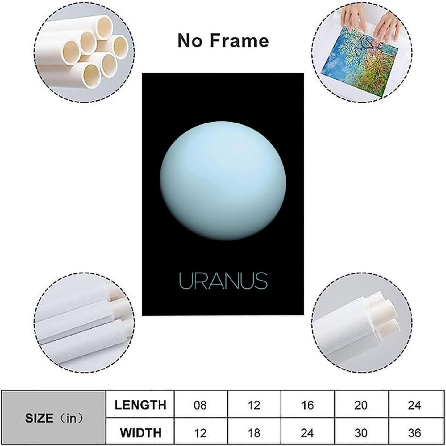 XIAOLOUTINYU Solar System Canvas Wall Art - Uranus Planet Space Poster for Kids Room Bedroom Classroom, STEM Educational Astronomy Decor, Science Gift for Boys Girls Teens, 16x24 Inch Unframed