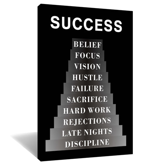 Inspirational Wall Art Home Decor Success Motivational Poster Quotes for Living Room Bedroom Office Bathroom Canvas Print Inspiring Sign Framed Wall Decoration Artwork Ready to Hang [12''Wx 18''H]