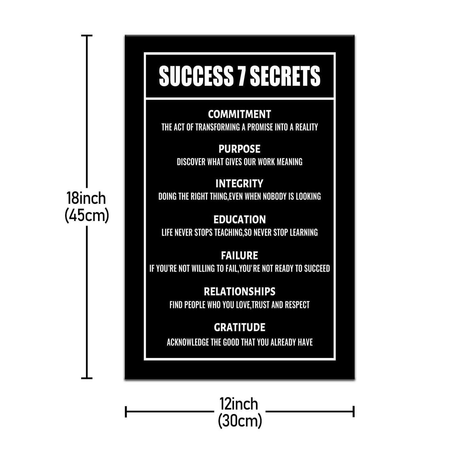 Success 7 Secrets Motivational Wall Decor Inspirational Positive Wall Art Canvas Poster Entrepreneur Quote Picture Print Office Artwork for Bedroom Living Room Home Decor Framed [12''Wx18''H]