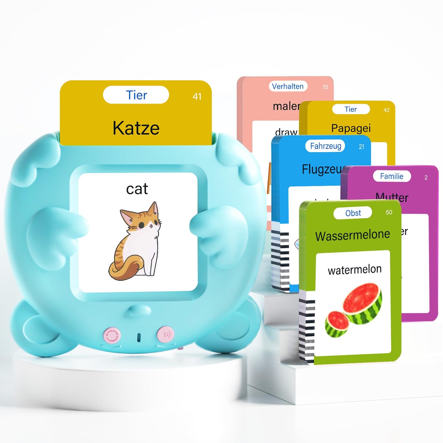 German and English Talking Flash Cards for Toddlers, 510 Sight Words Bilingual Learning Toys for Children, Autism Pocket Speech Therapy Toys, Deutsch Vocabulary Educational Flashcards