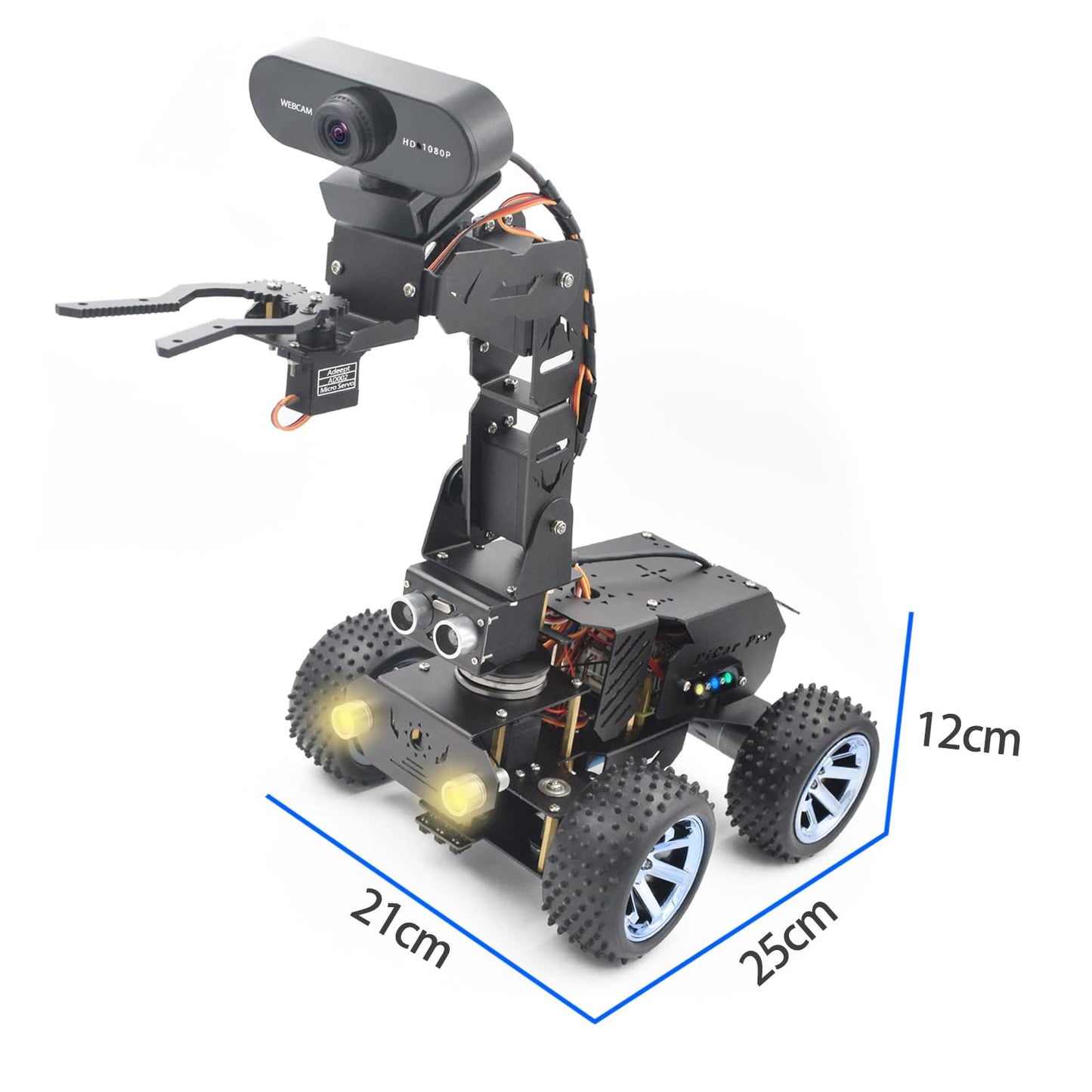 Adeept PiCar Pro V2 Smart Robot Car Kit with 4-DOF Robotic Arm for Raspberry Pi 5/4/3(Pi NOT Included), Programming Educational STEM Project Robotics, Obstacle Avoidance, Line Tracking, USB-C Charging