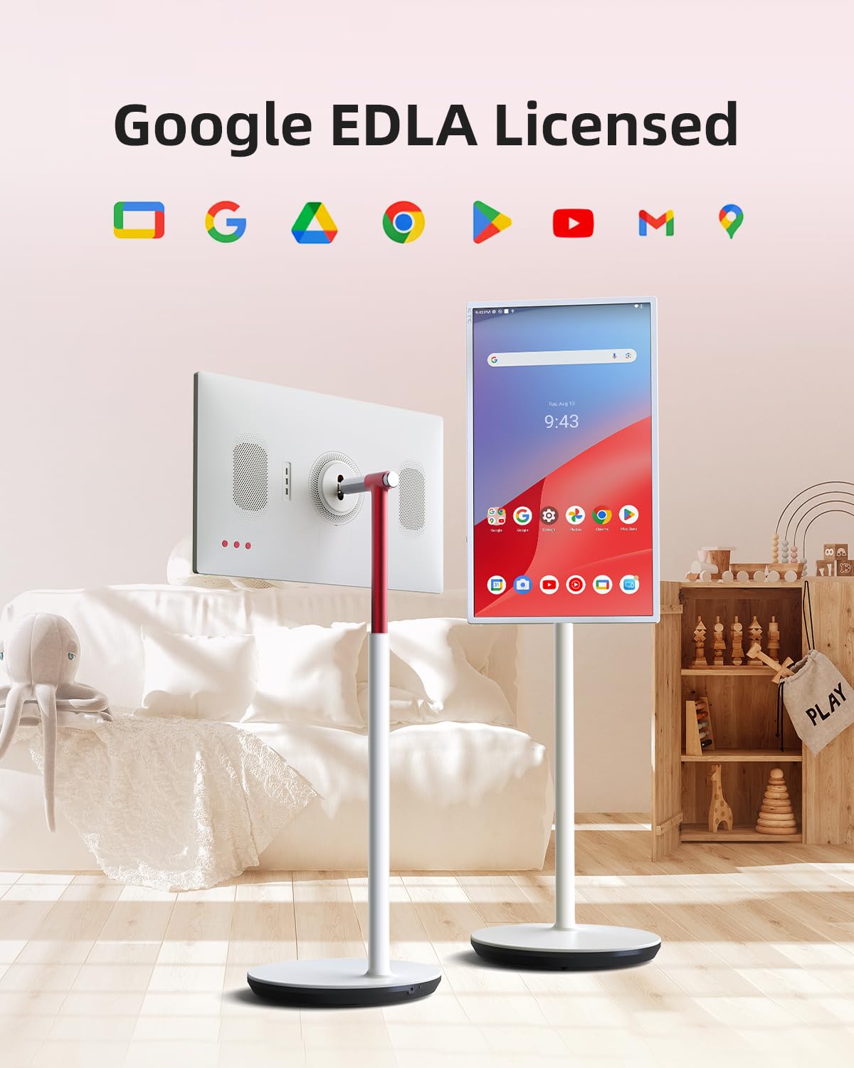 KTC MEGAPAD 32" 4K UHD Smart Portable TV, Google EDLA Certified, Touch Screen Portable Monitor, 8G RAM+128G Storage, 9500mAh Battery, Dual 6W Speakers, Full Swivel Rotation, Remote Control, A32Q7 Pro