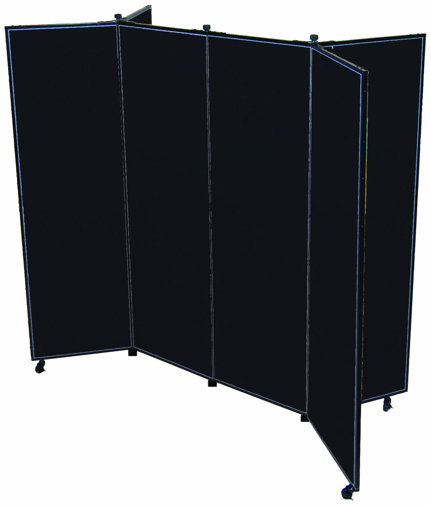 Screenflex Display Towers, Portable Wall Divider Boards for Art Show Partitions, Classroom Panels and Offices - 5'9"H x 6'2"W - 6 Panels - Charcoal Black Fabric