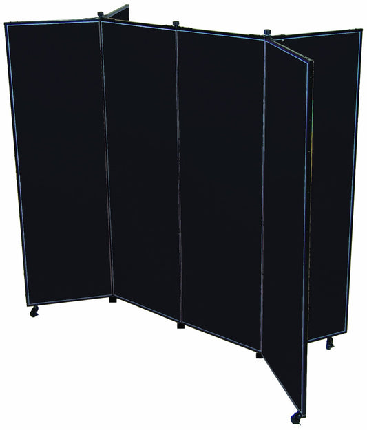 Screenflex Display Towers, Portable Wall Divider Boards for Art Show Partitions, Classroom Panels and Offices - 5'9"H x 6'2"W - 6 Panels - Charcoal Black Fabric
