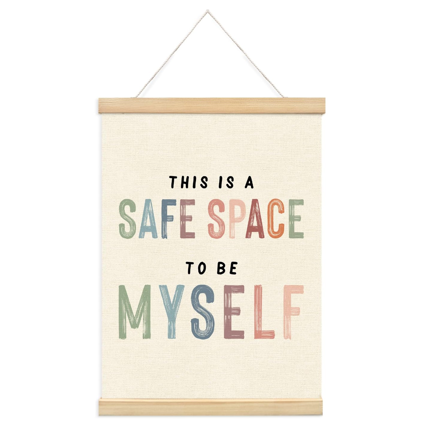Lacama This is a Safe Space To Be Myself Wooden Poster Hanger,Poster Hanger Frame for Classroom