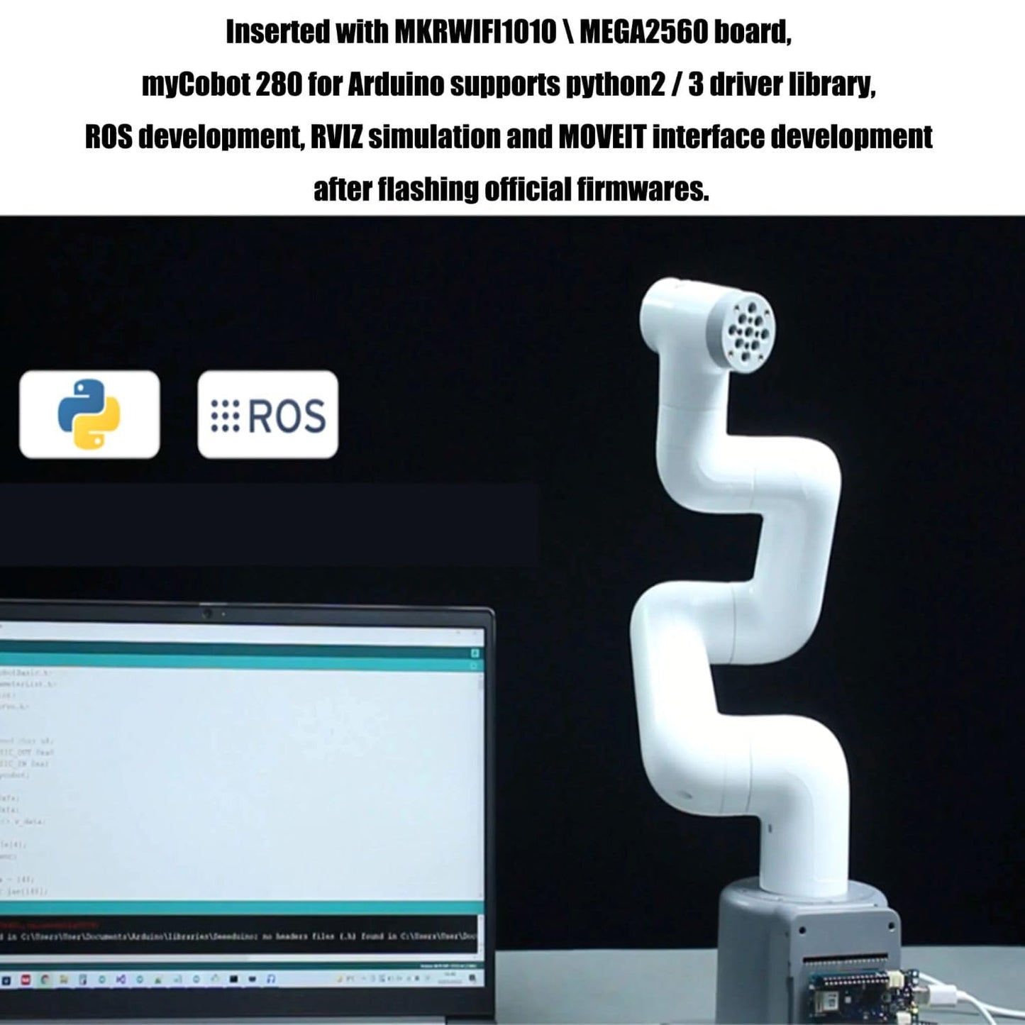 ELEPHANT ROBOTICS myCobot 280 6-Axis Collaborative Robot Arm, Programmable Desktop Cobot for STEM Education & Makers, Compatible with Arduino ROS Python