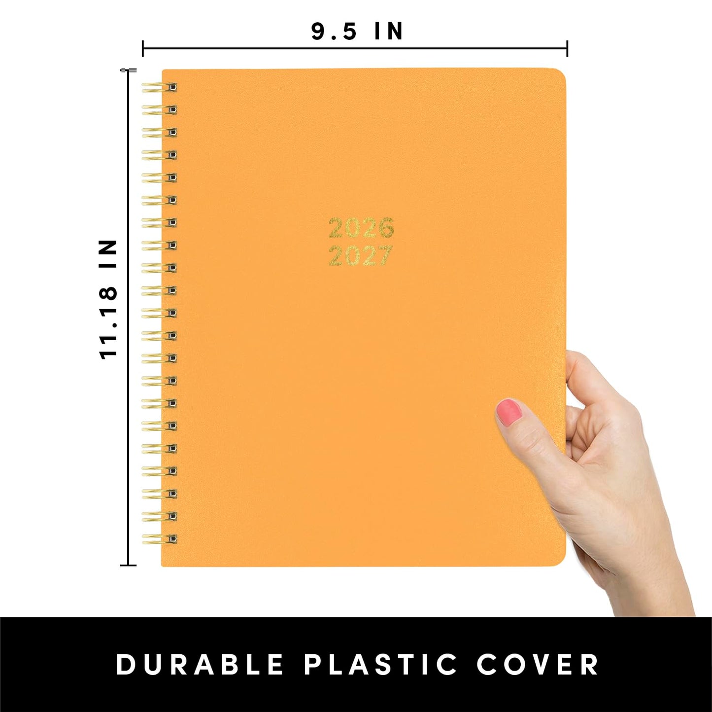 PAPERAGE Academic Planner, Weekly & Monthly Planner & Calendar, 12-Months, July 2026 - June 2027, (9.5" x 11"), School & Student Planning Agenda with Tabs, Bonus Pages & Inner Pocket, Marigold