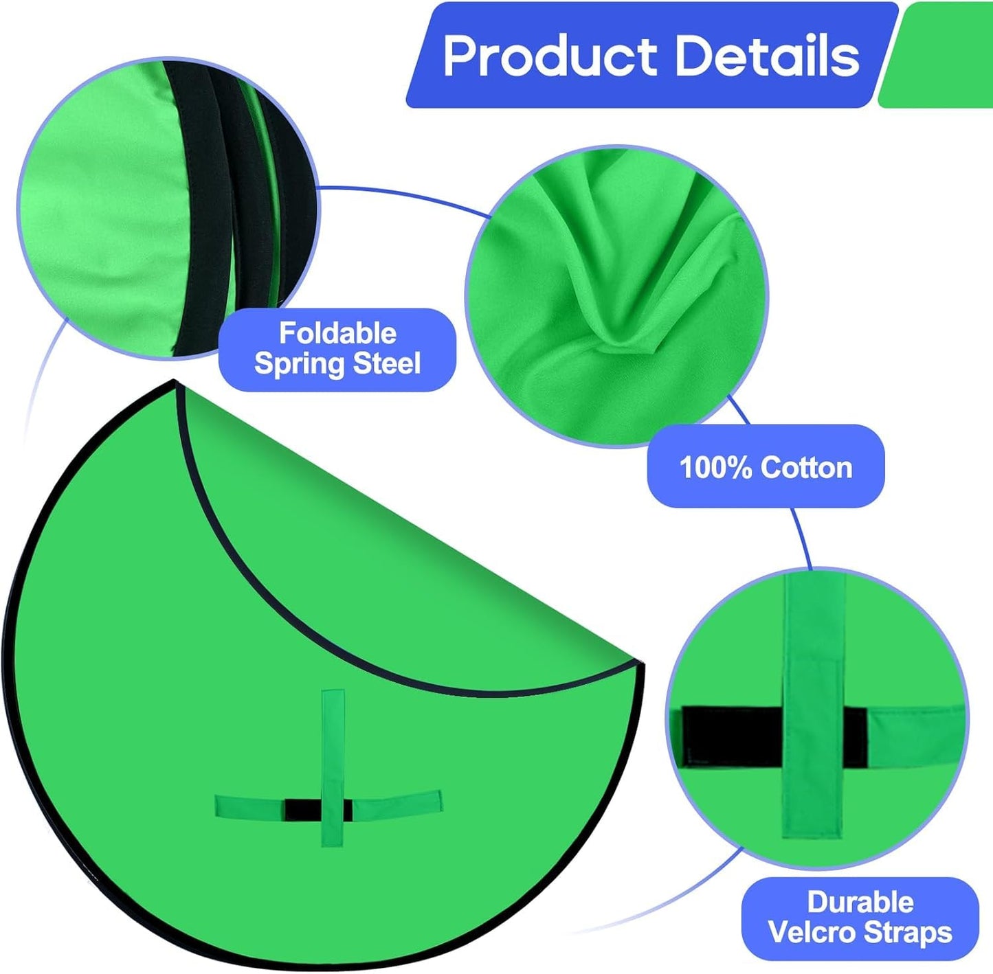 Portable Green Screen Chair, 57 in Greenscreen Backdrop with Stand Double Sided Foldable Green Background, Chroma Key, for Photography Streaming Gaming Photo Zoom Video Chats and Meeting