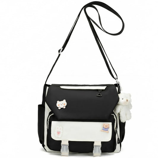 PRLINJSK Cute Messenger Bag, Kawai Purse Gift for Teen Girls Women, Crossbody Shoulder Tote Bags with Accessories