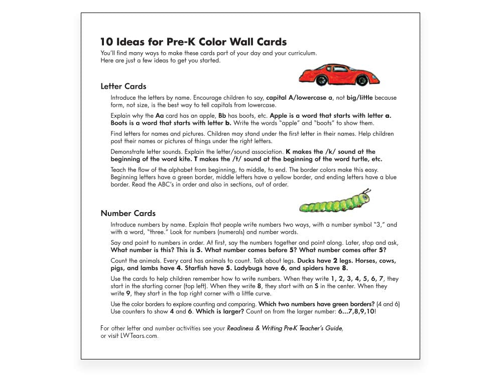 Learning Without Tears, Color Wall Cards, Age 3+, Pre-K+, Handwriting Without Tears, Color Alphabet Cards, Letters & Pictures, School & Home, Sensory & Motor Skills