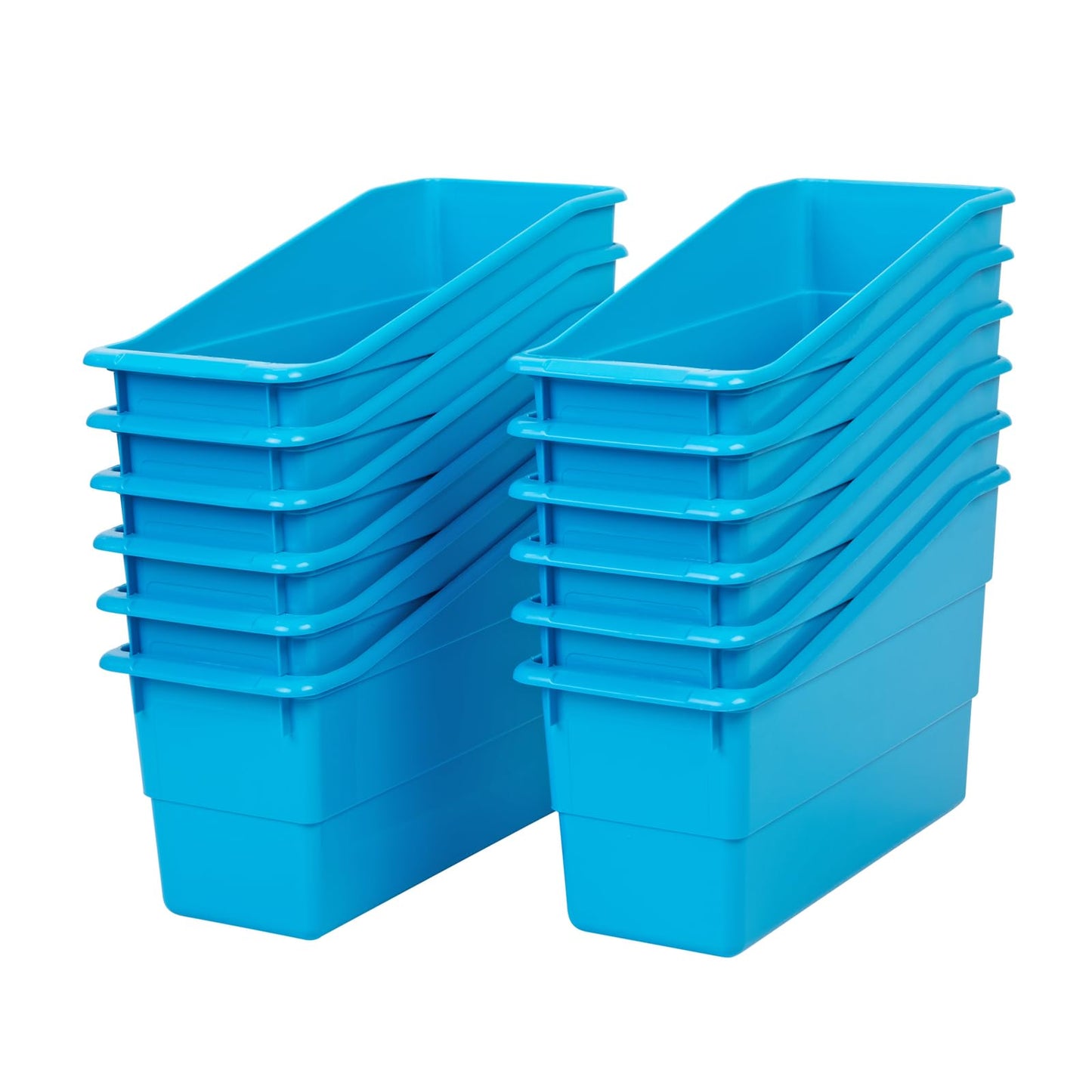 Really Good Stuff Durable Book and Binder Holders - 12 Pack, Blue Neon, 5.5" x 12.5" x 7.5", Classroom Organization, Storage Solution, Sturdy and Versatile