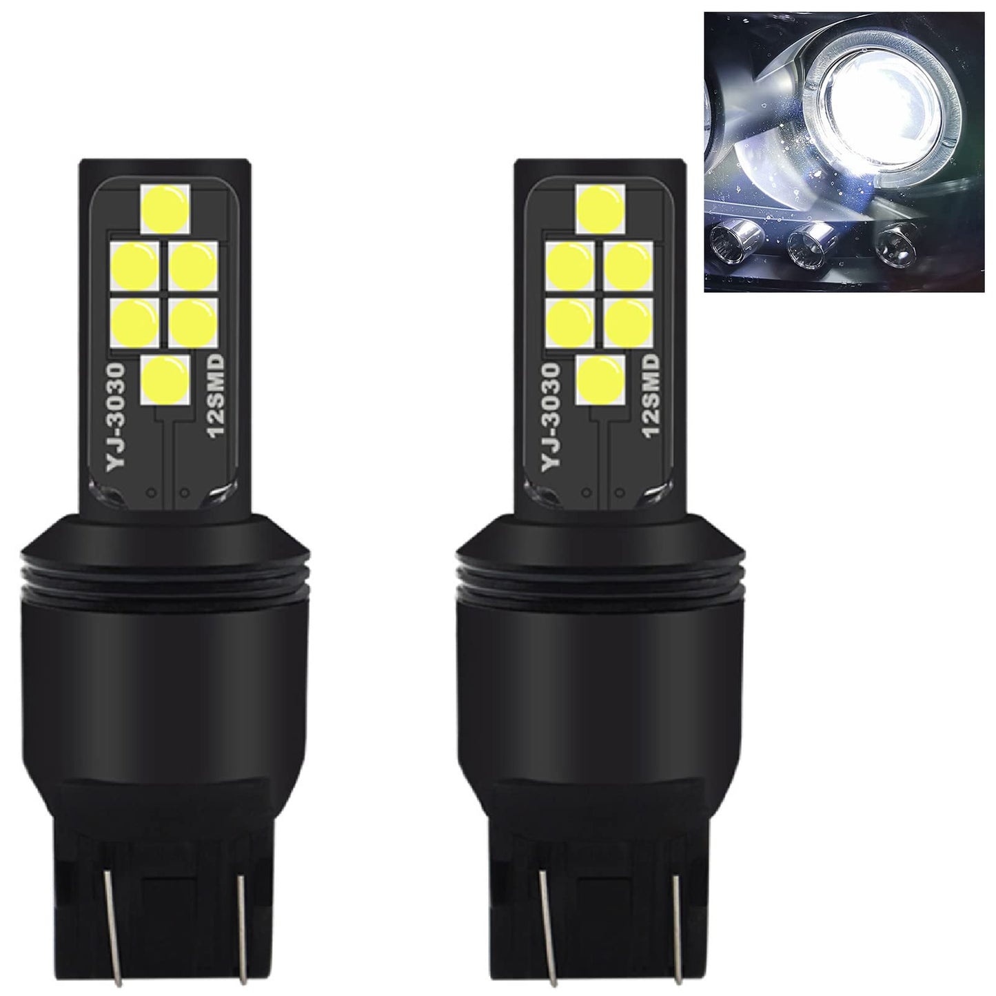SOCAL-LED LIGHTING White LED Turn Signal Bulb 7443 (T20) Cool White Pack of 2 Plastic