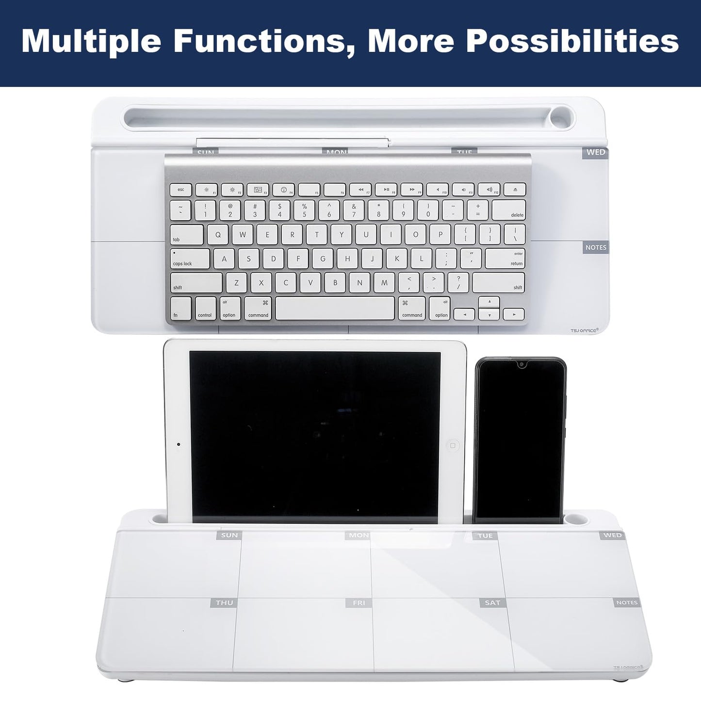 TSJ OFFICE Desktop Whiteboard Dry-Erase-Board - Computer Keyboard Stand White Board Surface Pad with Drawer, Desk Organizers with Accessories for Office, Home, School Supplies