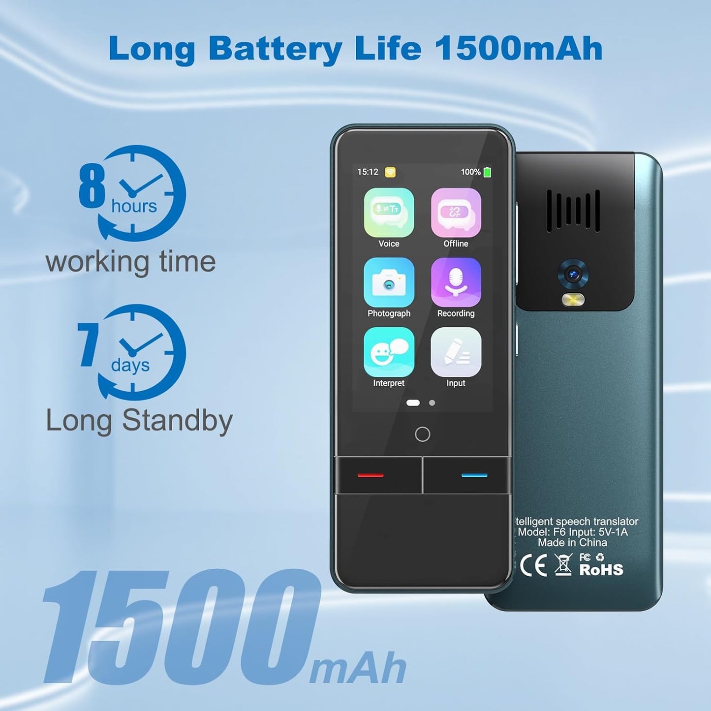 Language Translator Device, Portable Two-Way Instant Translator, High Accuracy Real-Time Translator with 139 Languages Offline Online Voice Photo Translation for Travel, Business and Learning