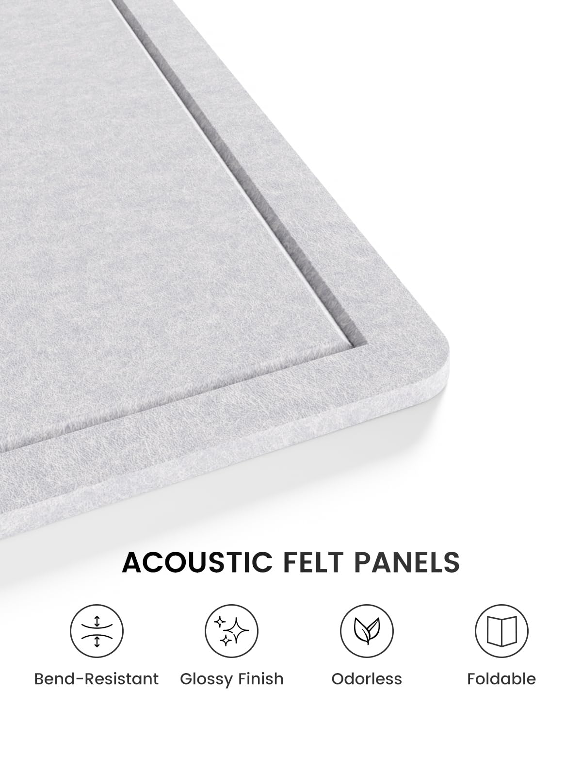 Fluxynara Bulletin Board, 23.6" x 17.5" Cork Board Alternative with 12 Safe Removable Adhesive Tabs, Foldable Felt Pin Board for Home Office, Classroom, Bedroom,Entryway for Walls—Soft Gray