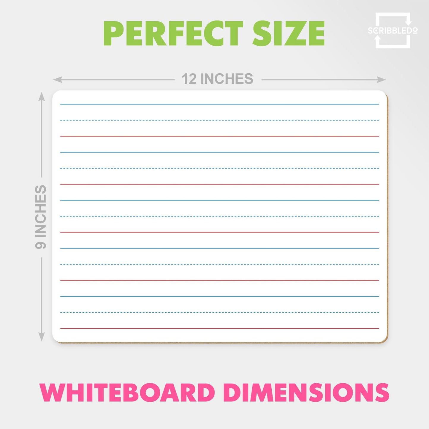 Scribbledo 10 Pack Double Sided Whiteboard Lined Dry Erase Boards for Kids Ruled Writing Board Handwriting Practice Small White Boards Dry Erase Board 9x12 Dry Erase Board with Lines Teacher Supplies