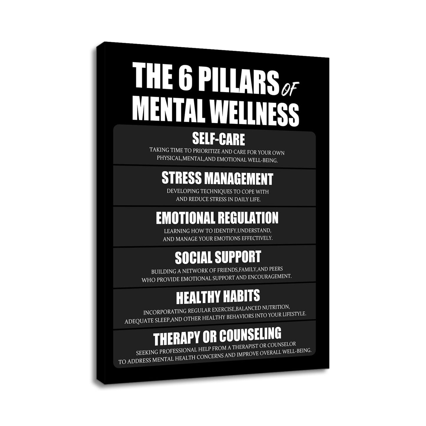 Motivational Canvas Wall Art The 6 Pillars Inspirational Poster Print Positive Quotes Pictures Painting Artwork for Home Office Bedroom Living Room Wall Decor Ready to Hang [18''Wx24''H]
