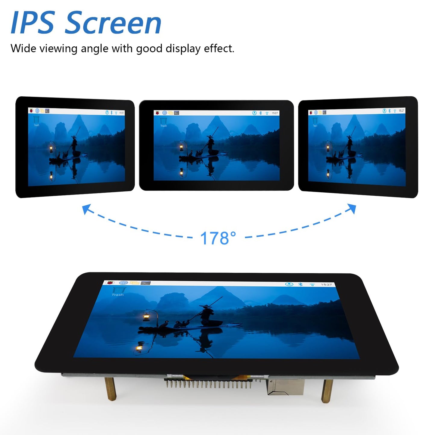 FREENOVE 7 Inch Touch Display for Raspberry Pi 5 4 B 3 B+ A+, 800x480 Pixel IPS Monitor, 5-Point Capacitive Touchscreen, Driver-Free MIPI DSI Port