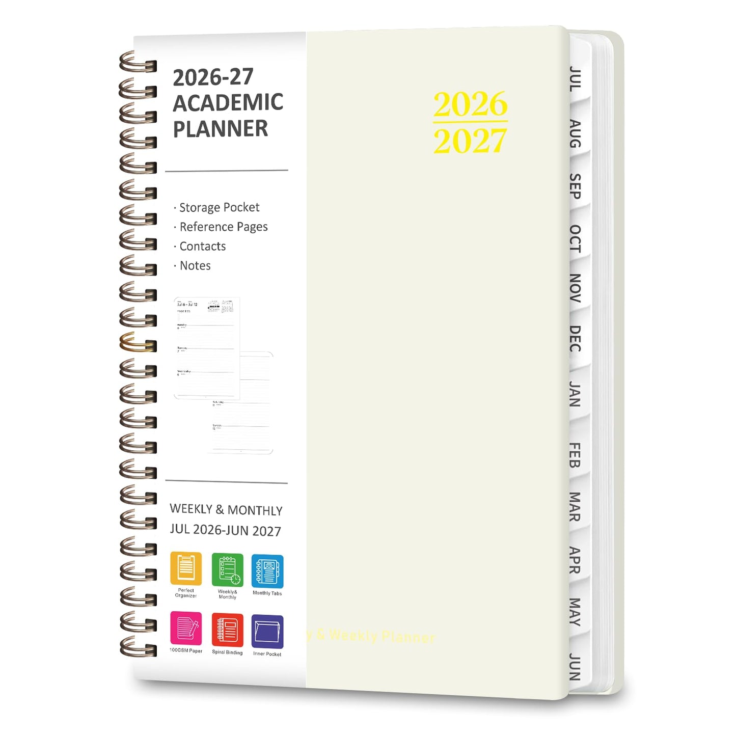 Planner 2026-2027, Weekly and Monthly Academic Planner, July 2026 - June 2027, Hardcover Calendar Agenda Book for School Year Planning, School Supplies for Teacher and Student, A5(6.3'' x 8.5'')