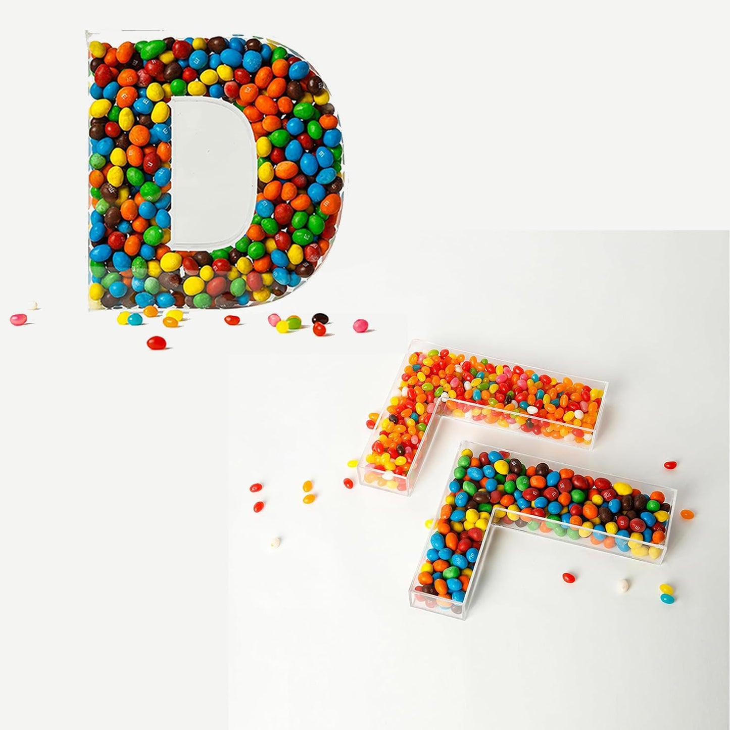 OAEUQ 10-Inch Magnetic Alphabet Candy Jar Refillable Fillable Letters For Candy Tray Reusable Lidded Candy Jar Candy Buffet Container Set (D, 1)