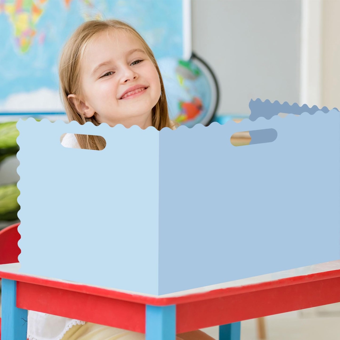 Whaline 24 Pcs Student Desk Privacy Boards Blue Classroom Desk Divider Shield Privacy Panel Folders Screen Partition for School Teacher Student Test Supplies