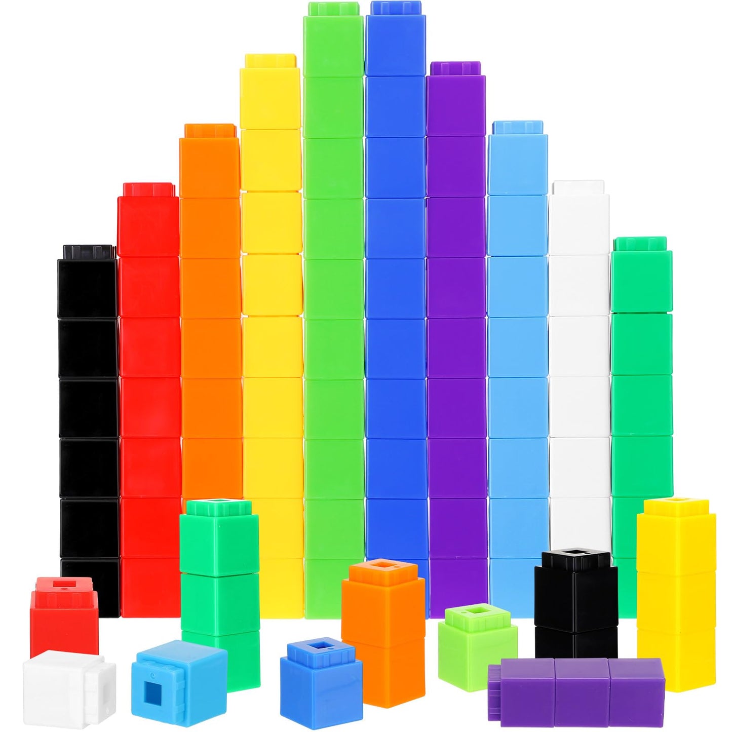 Jenaai 300 Pcs Counting Cubes, Plastic Connecting Blocks, Colorful Math Cubes, Math Manipulatives Classroom Learning Supplies, Preschool Learning Materials, Counting Toys (Simple Style)
