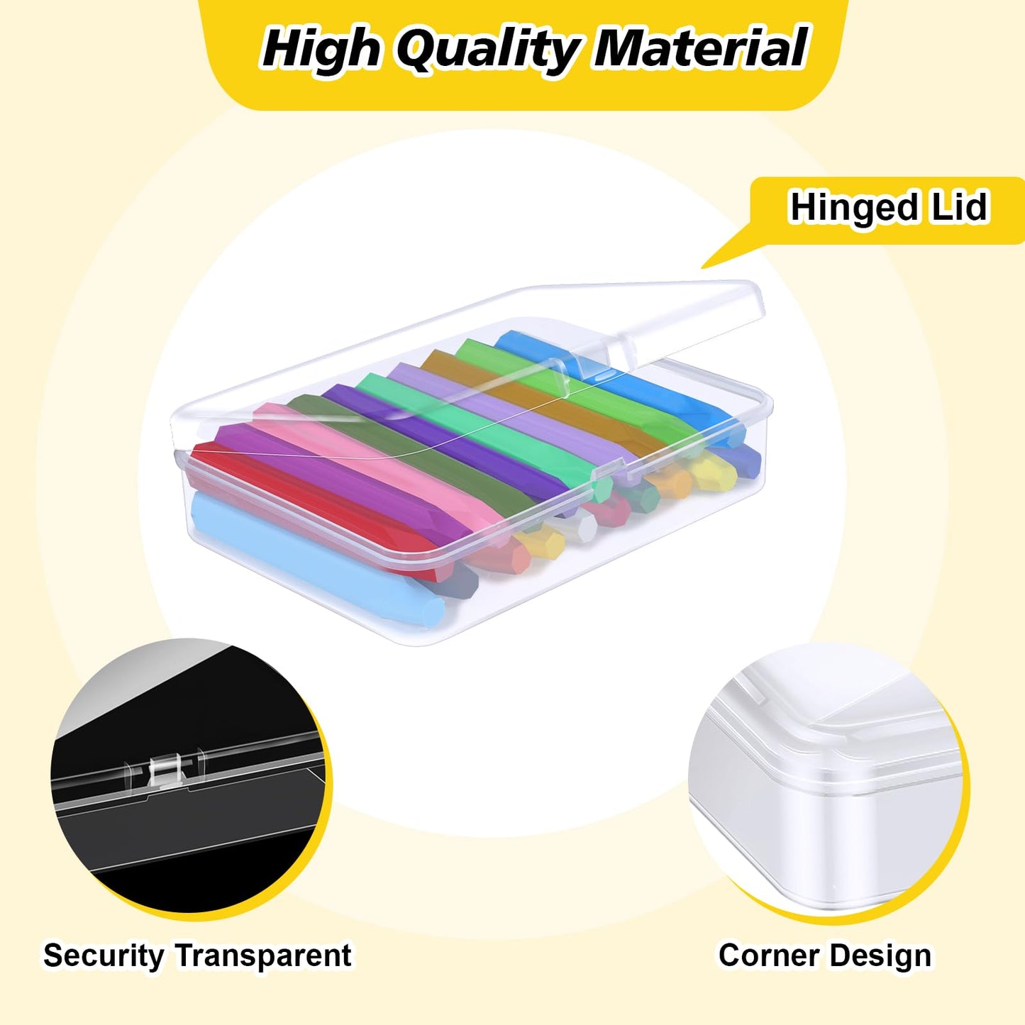 Dcocdeely 18 Pcs Plastic Crayon Box Holds 24 Crayon With Hinged Lid, Clear Crayon Organizer Crayon Holder Case Crayon Storage Containers for Art Crafts School Classroom Supplies (18)
