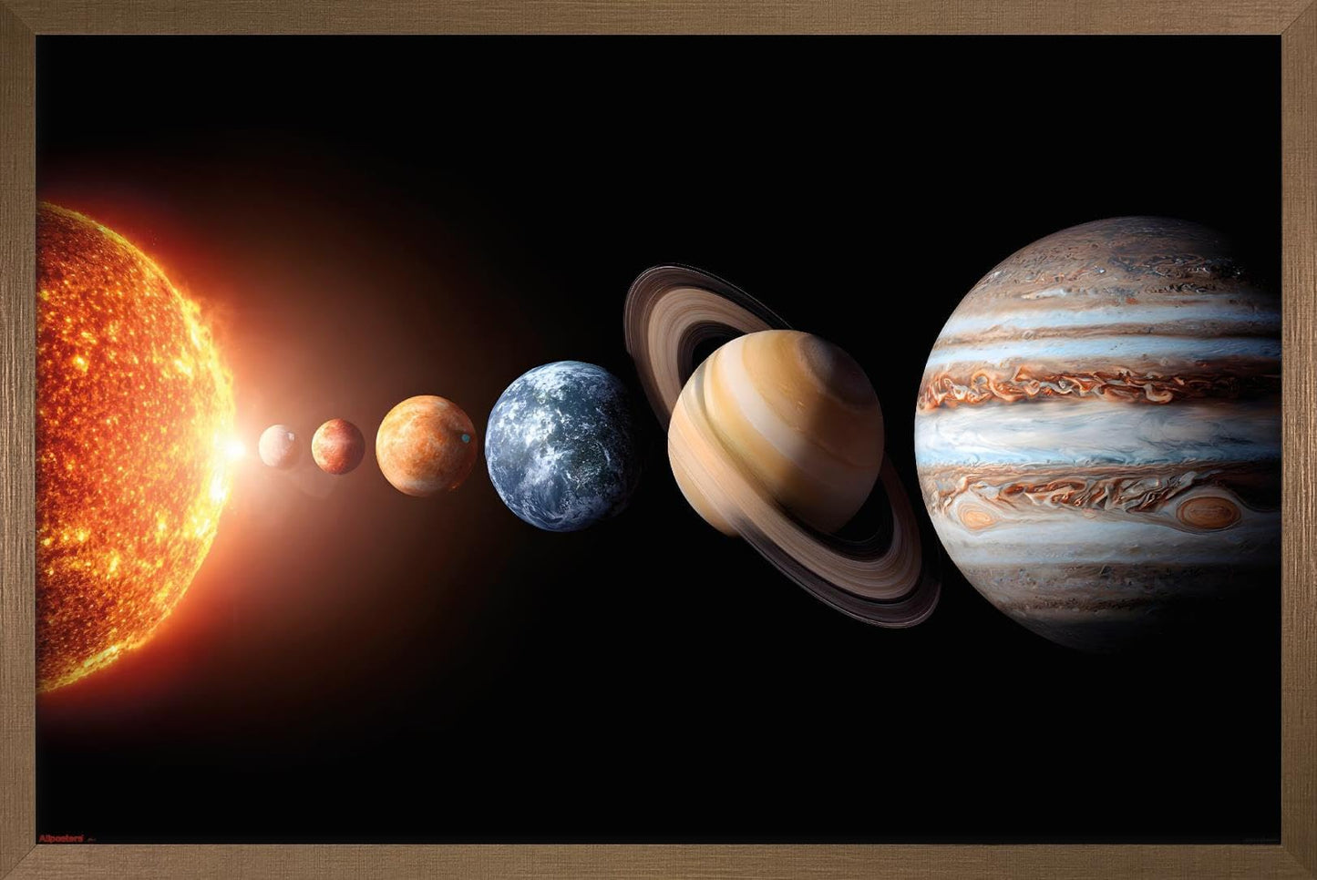 Science - Solar System Planets 26 Wall Poster, 34L" x 22.4W", Bronze Framed Version