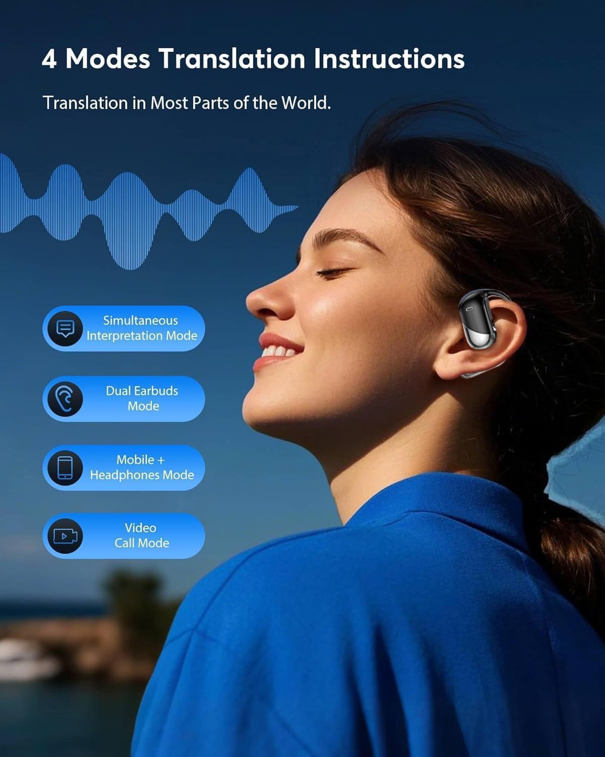 AI Translation Earbuds 198 Languages Real-Time 2-Way Voice Translator Earphones, Bluetooth 6.1 OWS Open-Ear Comfort, Hi-Fi Music & Call, Smart Touch+App, Gift for Travel Business Language Learning