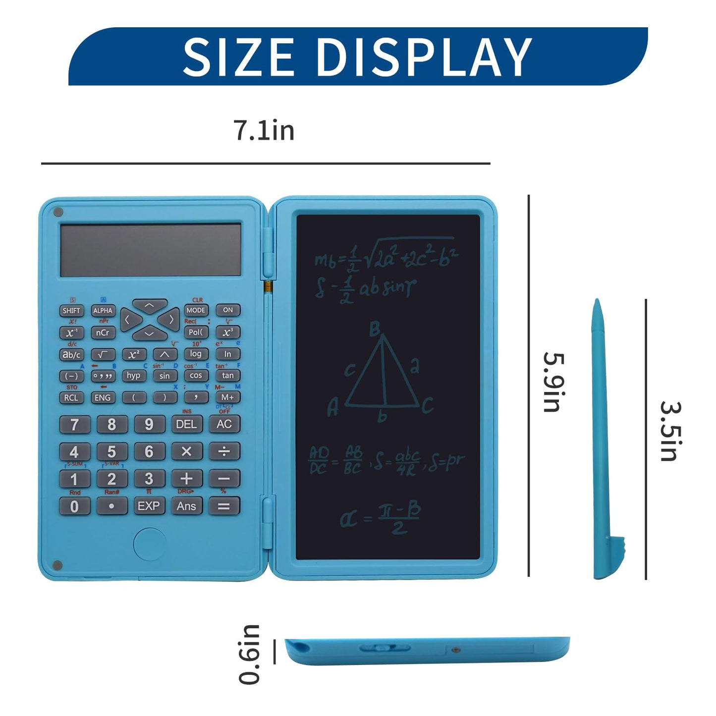 Basic Calculator Notepad with 6.5 Inch LCD Writing Tablet, Rechargeable, Lock Button and E-Pen,12 Digit Display, Also Inkless Drawing/Memo Pads/Planning Boards, Hand-held for Daily and Basic Office