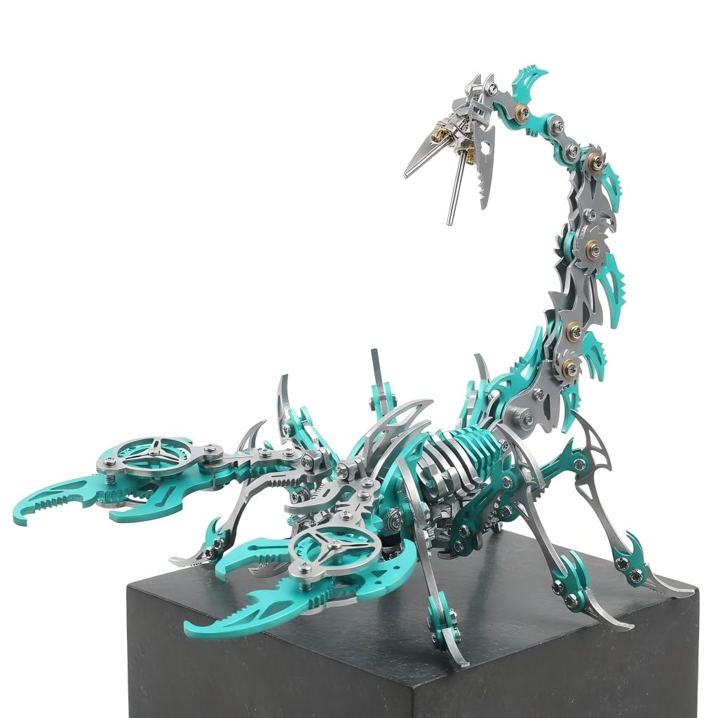 Scorpion 3D Metal Puzzles for Adults, 454PCS Stainless Steel DIY Mechanical Metal Model Kits, No Glue Assembly with Movable Joints, Challenging Metal Building Kit Desk Decor Gift (Green)