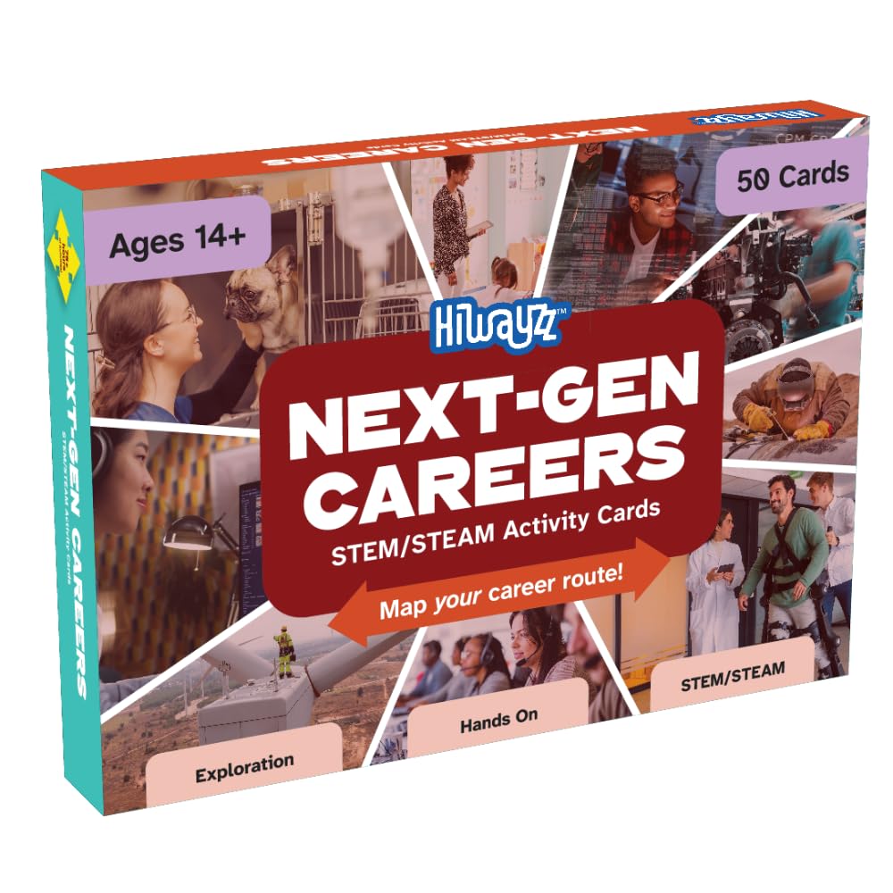 Hiwayzz Next-Gen Career Cards – Career Exploration Deck for High School Students – 50 Educational CTE Cards with Salaries & Education Paths - 75+ Hours of Activities - Ages 14+