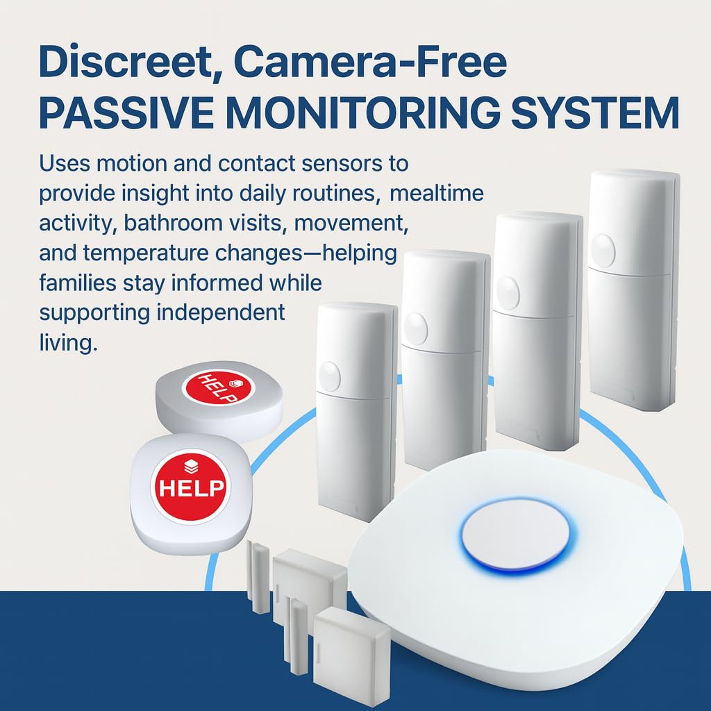 StackCare by Connected Caregiver Medical Alert System, Fall Detection for Seniors, WiFi in Home Passive Monitoring Safety with no Cameras, Emergency Call Button, Virtual Caregiver, Call to Activate