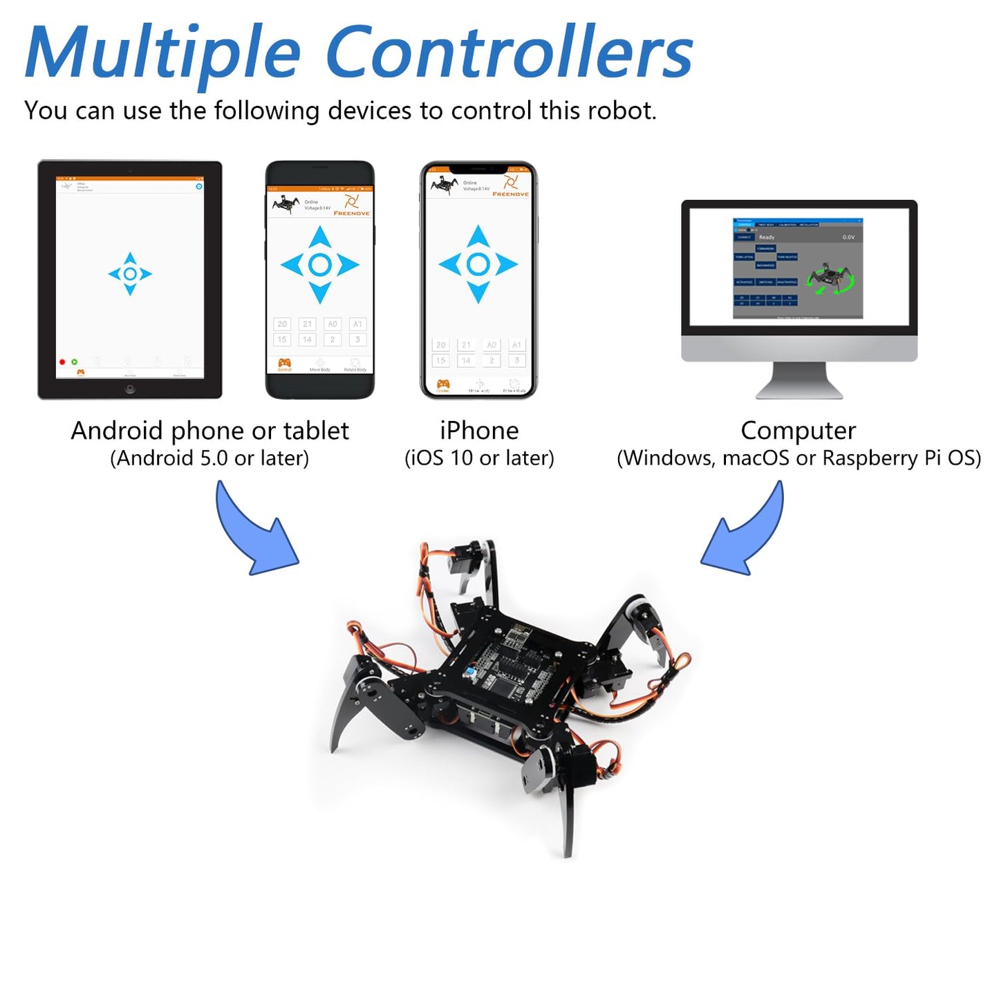 FREENOVE Quadruped Robot Kit (Compatible with Arduino IDE), Walking Crawling Twisting, App Remote Control, Servo STEM Project
