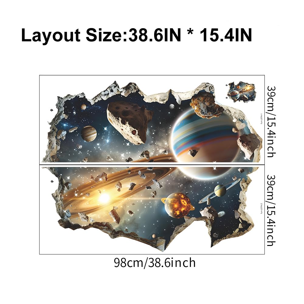 Quanhaigou 3D Galaxy Outer Space Wall Decals Stickers Wall Murals Wallpaper Decor for Home Floor Living Room (Universe Planet)