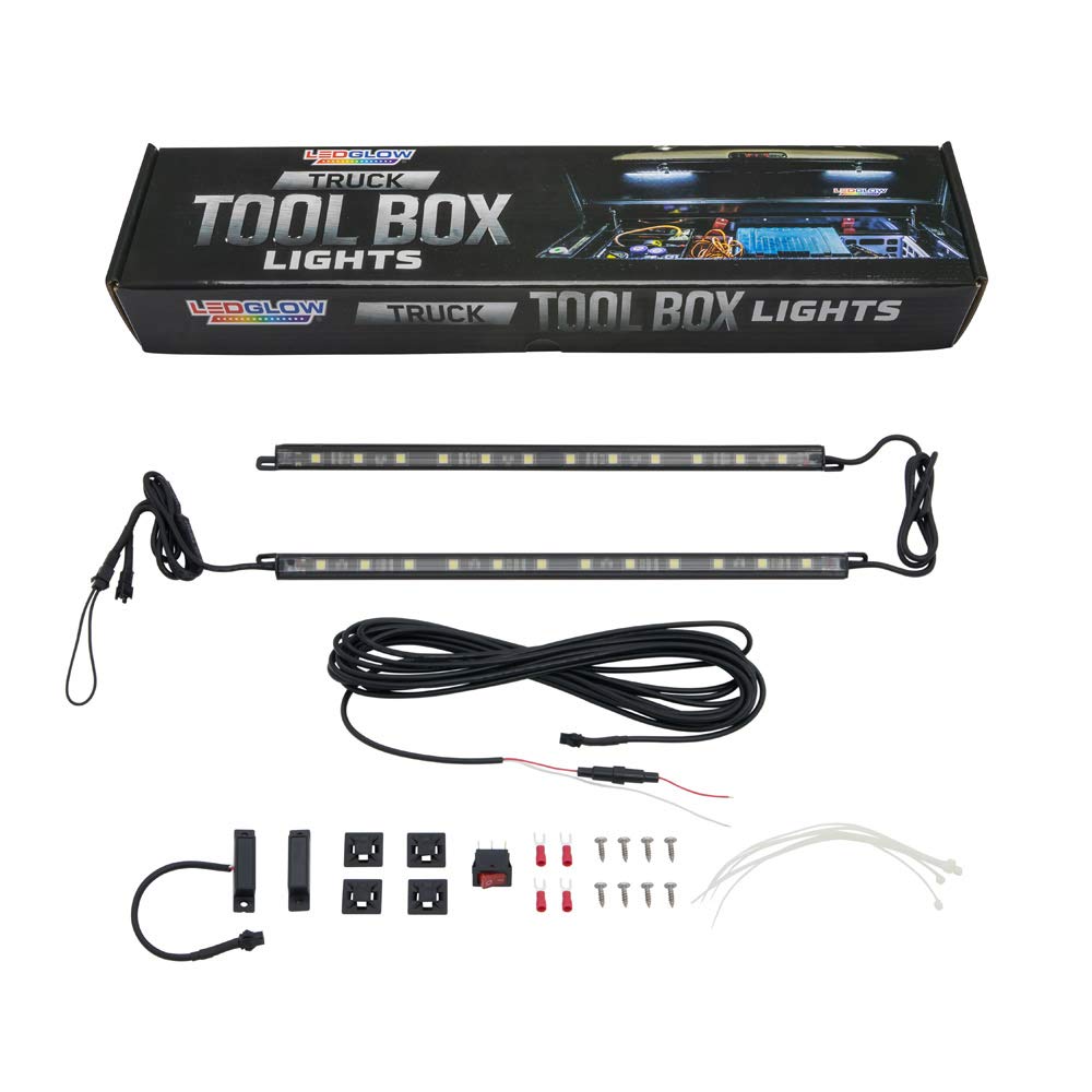 LEDGlow LED Lighting Kit for Trucks - 2pc White 12in Tubes with Magnetic Power Switch - Model LU-TBL